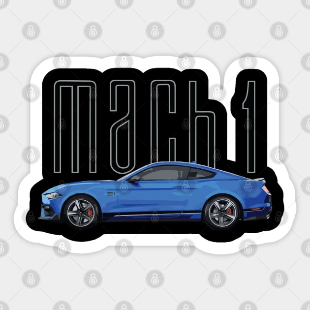 Mach 1 S550 Mustang GT 5.0L V8 Antimatter Blue Car Sticker by cowtown_cowboy